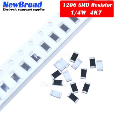 100PCS 1206 SMD Resistor 1% 4.7K ohm chip resistor 0.25W 1/4W 4K7 472