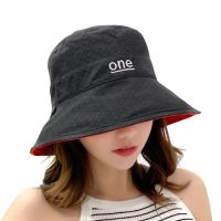 【CW】 Cotton Double-sided letter Embroidery hat for women Outdoor cap Panama bucket Cap