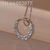 ♞▲◙ Hot Sale Promotion New Shiny Zircon Crystal Circle 925 Sterling Silver Womens Pendant Necklaces Jewelry Gift