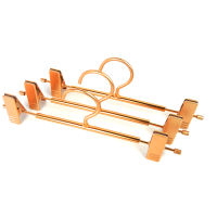 3Pcs Rose GoldGoldenSilver Aluminum Alloy Metal Duty Pants Skirt Slack Hangers Trouser Hanger with Clips Rack Pants Cloth Rack