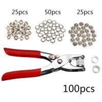 เครื่องประดับ100 X Prong Pliers Ring Press Studs Snap Popper Fasteners 9.5Mm DIY Tool Kit Set