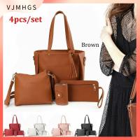 VJMHGS 4Pcs/set ความจุสูงมาก กระเป๋า Crossbody หนังพียู ลำลองแบบสบายๆ ชุดกระเป๋าผู้หญิง แฟชั่นสำหรับผู้หญิง แบบพกพาได้ กระเป๋าสตางค์กระเป๋าเงิน ผู้หญิงผู้หญิงผู้หญิง