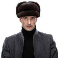 Luxury Winter Man Top Real Mink Fur er หมวกชายของแท้ Marten Head Warm สีดำ สีน้ำตาลหมวกของขวัญที่ดีที่สุดสำหรับพ่อ Gorras