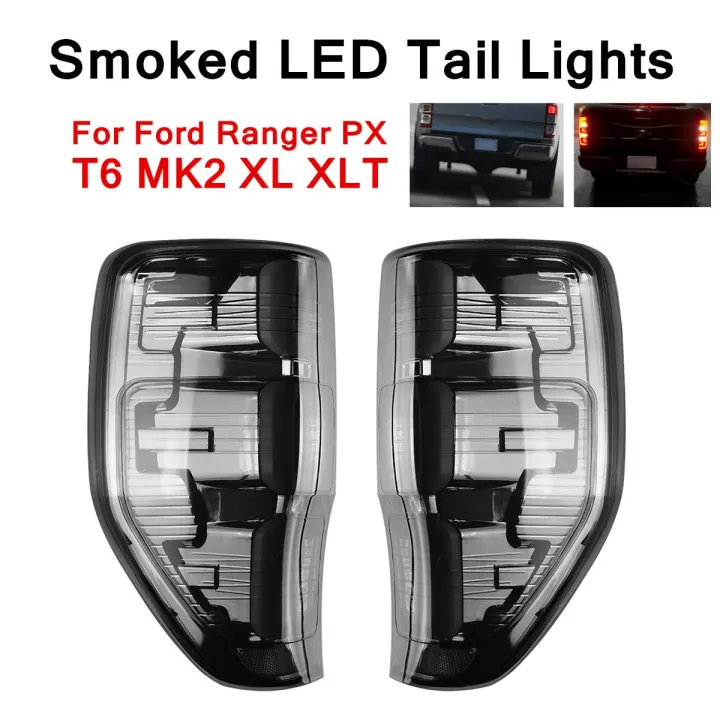 Pair Smoked Led Car Rear Tail Light Lamps For Ford Ranger Px T Mk Xl