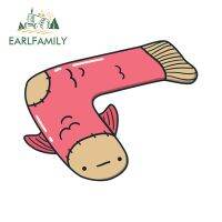 EARLFAMILY ลายตัวการ์ตูนน่ารักแซลมอนปลาแซลมอน13ซม. X 13ซม. เหมาะสำหรับสำหรับรถยนต์สติกเกอร์พื้นผิวสะอาดเรียบและเรียบ