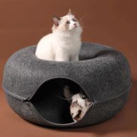 Four Seasons Wool Felt Cats Tunnel Interactive Play Toy Cat Bed Dual Use Indoor Kitten Exercising Products Cat Training Toy