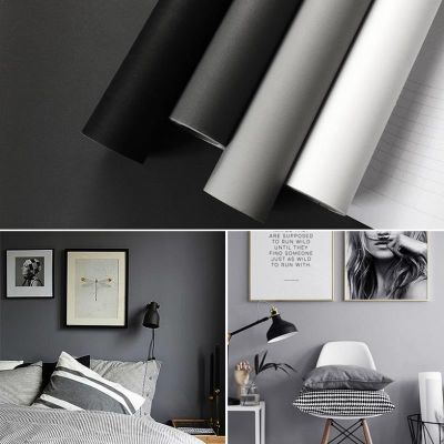 0.6M*1M Simplicity Styles Home Self-adhesive Wallpaper waterproof Solid Color Renovation Wall Stickers Furniture Stickers for Bedroom Living Room Bedroom Decoration Gray Background Decor