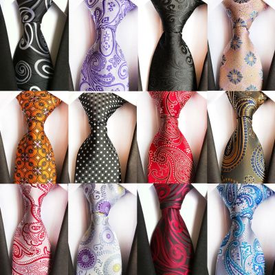 Classic Paisley Men 39;s Tie Fashion Silk Red Black Floral Necktie Business Wedding Party Of Men 39; Dress 8cm Jacquard Neck Ties