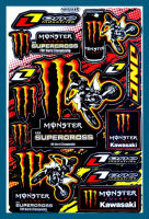 สติกเกอร์ ติดรถ Monster Supercross Kawazaki สีส้ม สติกเกอร์แต่งรถ สำหรับรถมอเตอร์ไซค์ ติดรถยนต์ ติดหมวกกันน็อค โลโก้  Stickersยอดฮิต Mon15 จำนวน 1 แผ่น