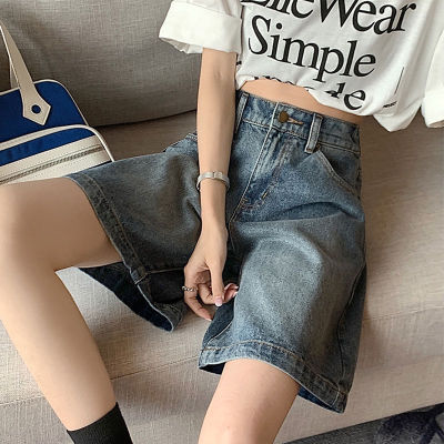 LING GAN KA NU Celana Pendek Denim ของผู้หญิงสไตล์เกาหลีแบบใหม่5XL ขนาดใหญ่เอ็มเอ็มพิเศษของผู้หญิงรูปทรงลูกแพร์กางเกงขาม้าท่อตรง