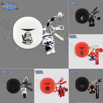 Suitable for For SoundPEATS Air 4 / Air 3 Deluxe / Capsule 3 Pro Earphone Silicone Case White Soldier Earbuds Protective Headphone Cover Headset Skin with Pendant