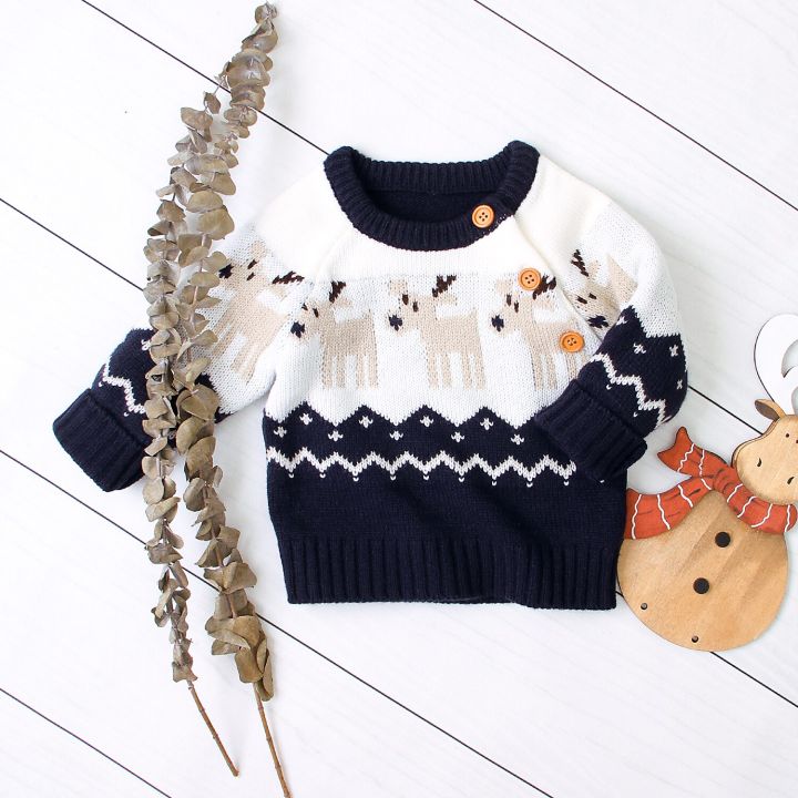 christmas-children-girls-boy-knitted-cartoon-sweater-round-neck-long-sleeve-loose-sweater-with-elk-pattern-for-spring-and-winter