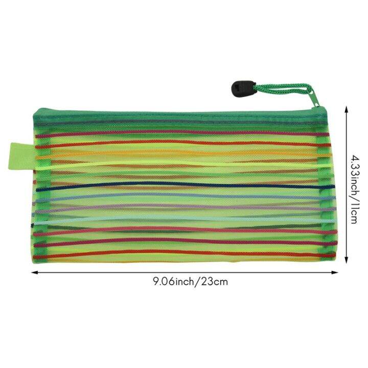 a6-zipper-mesh-pouch-colorful-pencil-pen-bag-document-bag-storage-pouch-for-travel-makeup-offices-supplies-28-pieces