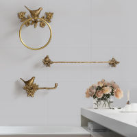 Carved Toilet Paper Holder Creative Towel Bar 18 Inch Antique Brass 3pcs Bath Towel Set Bird Towel Ring Bathroom Accessories