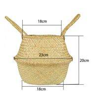 In Stock Dia 18cm Seagrass Basket Foldable Rattan Hanging Pot Wickerwork Basket Home Garden