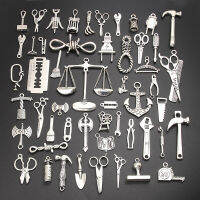 30pcs Random Mix Silver Color Tool Collection Charms Hammer Wrench Saw Pliers Pendant Screwdriver Construction Drill Accessories2023