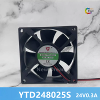 ตัวแปลงความถี่ระบายควันเสียเรเดียล DC 8cmV 24V0.3A YTD248025S 1ชิ้นเครื่องเชื่อมไฟฟ้าพัดลมสี่เหลี่ยมขนาดเล็ก