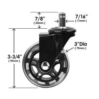 5pcs/Lot 3 Universal Mute Wheel Replacement Office Chair Swivel Casters Floor Protecting Rubber Office Chair Caster Wheels