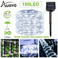 〖ItalyNest shop〗Auoyo ไฟ LED Lampu Tenaga Surya ไฟนอกอาคาร,โคมไฟทรงท่อตกแต่งสวน IP65กันน้ำไฟประดับต้นคริสต์มาส (1ชิ้น)