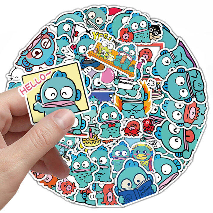 muya-50pcs-sanrio-hankyodon-stickers-waterproof-cartoon-vinyl-stickers-for-laptop