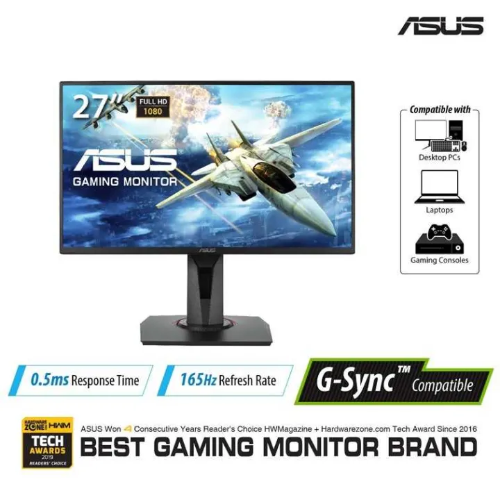 ASUS VG278QR Gaming Monitor - 27inch, Full HD, 0.5ms*, 165Hz (above ...
