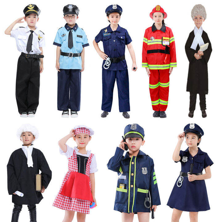 【CW】 Children Surgical Gown Spot Kindergarten Chef Pilot Lawyer Doctor
