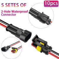 10pcs Waterproof Automotive Male Female Electrical Connectors Plug 2-Pin Way With Wire For Car Motorcycle Scooter Marine