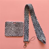 Horizontal Leopardr ID Credit Bank Card Holder Students Bus Card Case Hand Rope Visit Door Identity Badge Cards Cover Card Holders