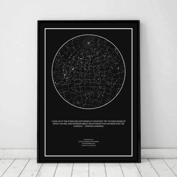 nightsky constellation stars customize wall poster A3 A4 A5 size glass ...