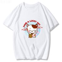 Maneki Neko Kawaii Printed T Shirt  Lucky Cat Print T ShirtsCustom UnisexT Shirt  Woman 100% Cotton Short Sleeved O Neck Tees| |   - AliExpress