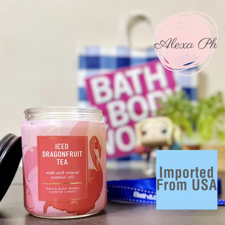 Bath and Body Works, ICED DRAGONFRUIT TEA, Scented Candle, Made With