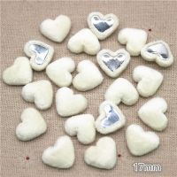 50pcs Cute Flannel Fabric Covered Heart Buttons Home Garden Flatback Cabochon Crafts Scrapbooking DIY 15*17mm Haberdashery