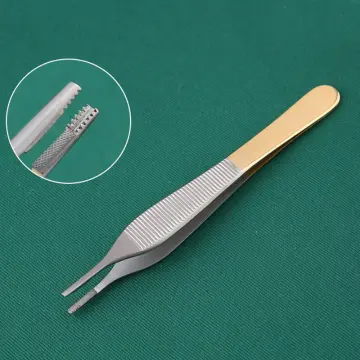 Dental Surgical Tissue Tweezer Dental Forcep Extraction Hemostat Medical Tweezers  Round Tip Straight 12cm Dental Surgery Tool