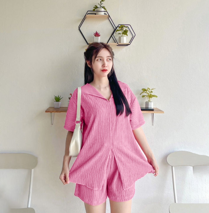 พร้อมส่ง-ชุดเซต-เสื้อแขนสั้น-oversize-กางเกง-g10-g30-g50-a1430