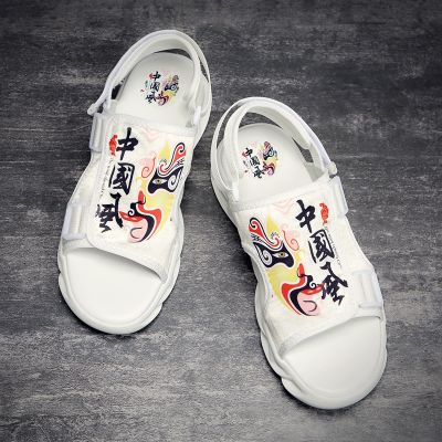 ขายดีที่สุด ioztt2023 - /▧ﺴ№ Guochao summer men 39;s cool white slippers ins tide leisure Korean version non-slip beach shoes all-match sports fashion sandals
