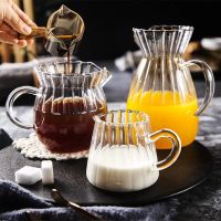 hotx【DT】 Glass Jug Resistantn Cup Separator Transparent Frothing Pitcher With Handle