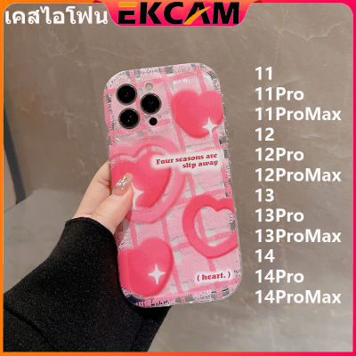 🇹🇭Ekcam เคสไอโฟน Pink Love น่ารักหรูๆ สวยๆ น่ารัก เคสขนนุ่ม 14 13 12 11 pro promax Pro Max 14Pro 13Pro 12Pro 11Pro เคสใสกันกระแทก เคสกันกระแทกกล้อง พร้อมเลนกล phone case