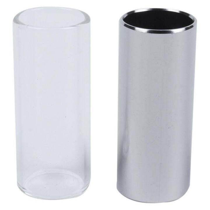 2 Pieces Glass Slide and Metal Slide for Guitar, Bass, Medium (6 cm