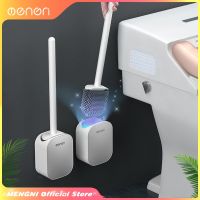 MENGNI-Silicone Head Toilet Brush Wall Mounted Cleaning Brush Long Handle Toilet Brush Bathroom Accessories Sets