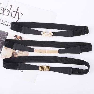 60-80cm Stretchable Leather Belt Women Narrow Waist Elastic Simple Versatile