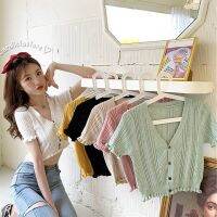 Daralista♡︎ (SH12) Knitt​ing​ Tee​ เสื้อครอป​ ครอป​ เสื้อครอปถัก​ เสื้อถัก