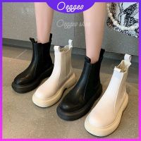 COD  ☬Oeggeo shop รองเท้าบูท ข้อสั้น สีขาว แฟชั่นสําหรับผู้หญิง♦