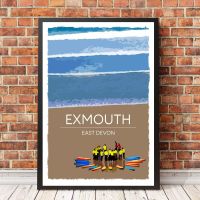 โปสเตอร์การเดินทางสไตล์วินเทจย้อนยุคหรือภาพวาดบนผ้าใบ-Exmouth-East Devon ภาพวาดตกแต่งบ้าน (ไร้กรอบ)