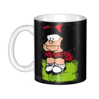 DIY Mafalda Thinking Ceramic Mugs Personalized Quino Comic Cartoon Coffee Cups Creative Gift