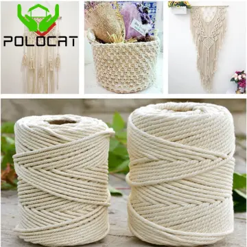 1 Roll 1-6mm Bohemia Natural Cotton Cord Twisted Macrame Yarn