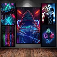 【CC】 Colorful Gamer Wall Canvas Painting Posters And Prints Picture Boys Bedroom Room