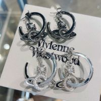 Vivienne Westwood Full Diamond Saturn Earrings MIRANDA Crystal Three-In-One Saturn Earrings Niche All-Match New Earrings Babes