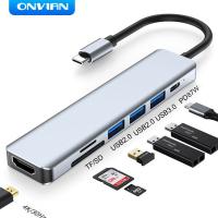 [HOT HAIXWLXKWW 589] Onvian USB C HUB 7 In 1 Type Hub 3.0 60Hz เพื่อแยกอะแดปเตอร์87W สำหรับ IPad