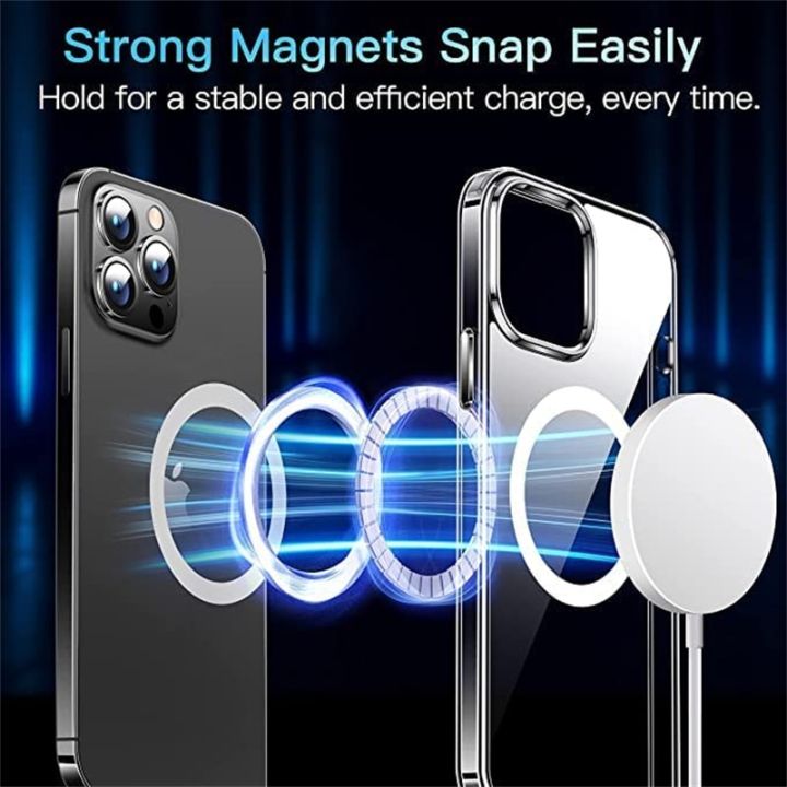 สินค้าใหม่ในสต็อก-โปร่งใสสำหรับ-magsafe-magnetic-wireless-charging-case-สำหรับ-iphone-14-13-12-11-pro-xs-max-mini-x-xr-7-8-plus-hard-acrylic-cover