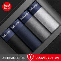 MiioW 4Pcs ผ้าฝ้ายอินทรีย์ผู้ชาย Antibacterial นักมวยกางเกงขาสั้นชุดชั้นในชายนักมวยชายกางเกงชายกางเกงว่ายน้ำ M3502